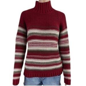 Eddie Bauer Striped knit Turtleneck long sleeve sweater size medium